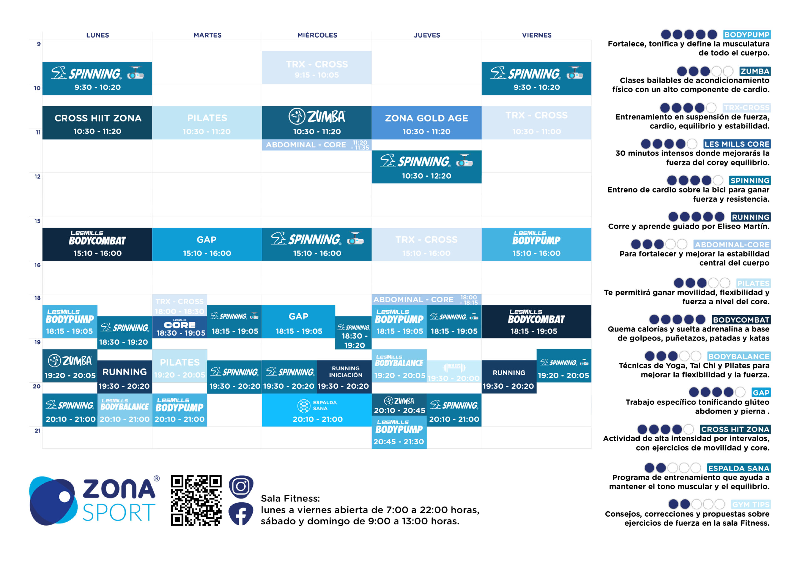 Horario Actividades Zona Sport